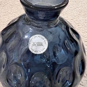 Blue decor glass  vase by Vibrios San Miguel